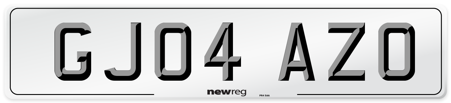 GJ04 AZO Number Plate from New Reg